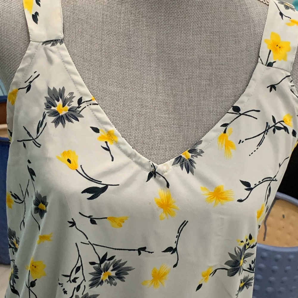 Floral Maxi Dress in Yellow and Gray